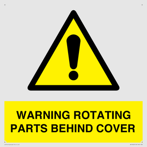 WARNING ROTATING PARTS BEHIND COVER